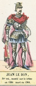 Jean le Bon, 51e roi, monte sur le trone en 1350, mort en 1364 (coloured engraving) بواسطة المدرسة الفرنسية