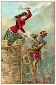 Jeanne Hachette at the Siege of Beauvais بواسطة المدرسة الفرنسية