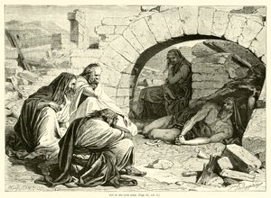 Job et ses trois amis (engraving) بواسطة المدرسة الفرنسية