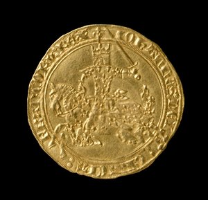 يوحنا الثاني الصالح (1319-64) ملك فرنسا ، الفرنك شيفال ، 1350-64 (الوجه) (الذهب) (للخلف انظر 168068)