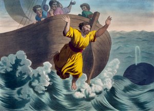 ألقى يونان في البحر ، التوضيح من التعليم المسيحي Listoire Sainte ، نشره تشارلز ديلاجراف ، باريس ، أواخر القرن التاسع عشر بواسطة المدرسة الفرنسية
