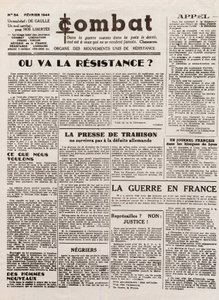 مجلة COMBAT - العدد 54 - فبراير 1944 - عضو حركات المقاومة الموحدة. (جريدة سرية) - الى اين تذهب المقاومة بواسطة المدرسة الفرنسية