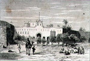 الخرطوم ، السودان ، في ستينيات القرن التاسع عشر ، نقشها ألفريد لويس سارجنت (مواليد 1828) (نقش) بواسطة المدرسة الفرنسية