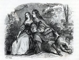 King Louis XIV (1638-1715) and his mistress Louise de La Valliere (1644-1710) - (engraving) 1846 بواسطة المدرسة الفرنسية