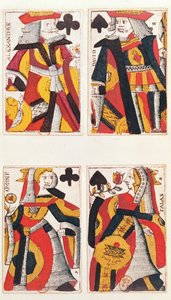 ورق اللعب King and Queen (نقش الخشب الملون) بواسطة المدرسة الفرنسية