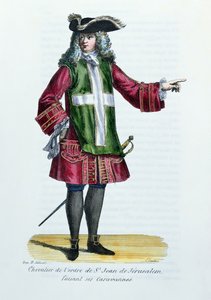 فارس من وسام القديس يوحنا من القدس ، التوضيح من تاريخ وأزياء الرهبانيات للأب Helyot ، 1842 بواسطة المدرسة الفرنسية