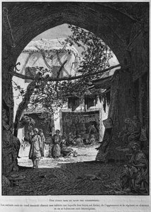 مدرسة قرآنية في بازار الإسكافيون ، من La Terre Sainte of Victor Guerin ، 1884 (bw engraving) بواسطة المدرسة الفرنسية