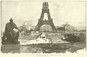 المعرض العالمي لعام 1889 ، حالة أعمال Champ de Mars ، منظر مأخوذ من قصر Trocadero ، من صورة السيد HC Godefroy (نقش) بواسطة المدرسة الفرنسية