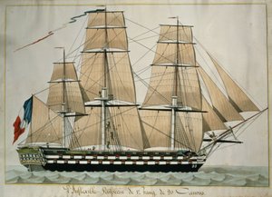 LInflexible Vaisseau de v. Rang de 90 Canons (90 Gun Gun of the Line) c.1835 (مرحاض بالقلم والحبر على الورق)