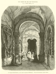 كنيسة القديس أنطوان ، بالملح ، في مناجم Wieliczka (نقش) بواسطة المدرسة الفرنسية