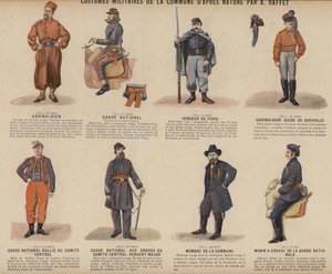 La Commune de Paris ، أزياء عسكرية De La Commune من A Raffet (لون ليثو) بواسطة المدرسة الفرنسية