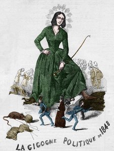 La Gigogne politique de 1848 (George Sand (Aurore Dupin، Baronne Dudevant) (1804-1876) كاتب فرنسي). رسم كاريكاتوري صنع في بورج عام 1848 من المجموعة الرومانسية لأدولف جوليان. بواسطة المدرسة الفرنسية