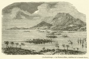 غوادلوب ، La Pointe-a-Pitre ، عاصمة غراند تير ، التي دمرها زلزال 8 فبراير 1843 (نقش) بواسطة المدرسة الفرنسية