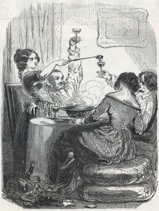 يقع مطعم La Maison Doree في 20 ، Boulevard des Italians في الدائرة التاسعة من باريس - نقش في "Tableau-de-Paris" بواسطة Edmond Texier 1852 بواسطة المدرسة الفرنسية