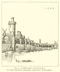 Porte-Neuve و Tour du Bois ؛ الفاكس من رسم معاصر ، ينتمي إلى M Destailleurs بواسطة المدرسة الفرنسية