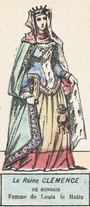 La Reine Clemence de Hongrie, Femme de Louis le Hutin (coloured engraving) بواسطة المدرسة الفرنسية