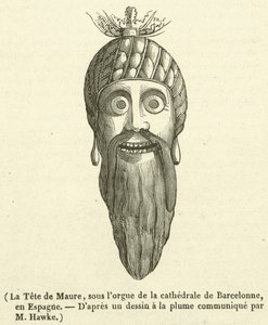 La Tete de Maure ، تحت أرغن كاتدرائية برشلون ، في إسبانيا (نقش) بواسطة المدرسة الفرنسية
