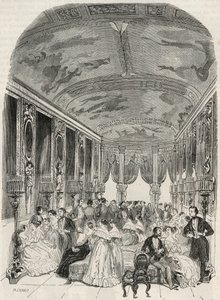 La galerie dit de Lebrun ، تعمل كغرفة محادثة أثناء الكرة - فندق لامبرت سور ليل سانت لويس ، 2 شارع سانت لويس إن ليل ، الدائرة الرابعة في باريس - نقش في "تابلو دو باريس" لإدموند تيكسييه 1852 بواسطة المدرسة الفرنسية