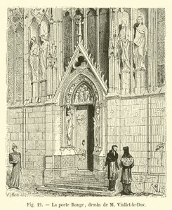 La porte Rouge ، رسم M Viollet-le-Duc بواسطة المدرسة الفرنسية