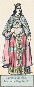 La reine Clotilde, femme de Dagobert 2 (coloured engraving) بواسطة المدرسة الفرنسية