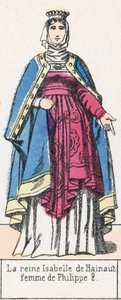 La reine Isabelle de Hainaut, femme de Philippe 2 (coloured engraving) بواسطة المدرسة الفرنسية