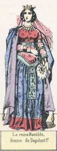 La reine Nantilde, femme de Dagobert 1r (coloured engraving) بواسطة المدرسة الفرنسية
