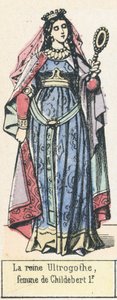 La reine Ultrogothe، femme de Childebert 1r (نقش ملون) بواسطة المدرسة الفرنسية