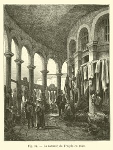 قاعة المعبد عام 1840 بواسطة المدرسة الفرنسية