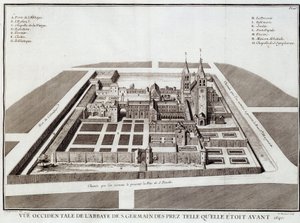 دير سان جيرمان قبل عام 1640 - في "" تاريخ دير سان جيرمان دي بري "بقلم دوم جاك بويار ، محرر. دوبوي ، باريس بواسطة المدرسة الفرنسية