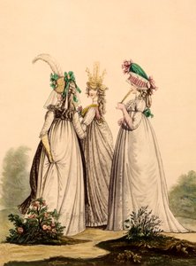 سيدات في ملابس النهار - مودلز انجليز 1795 بواسطة المدرسة الفرنسية