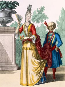 سيدة في فستان صيفي ، c.1690-1700 بواسطة المدرسة الفرنسية