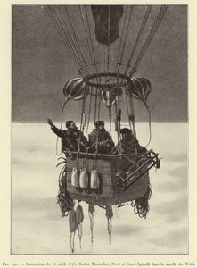 صعود 15 أبريل 1875 ، جاستون تيساندير ، سيفيل وكروس سبينيلي في زينيث جندول (نقش) بواسطة المدرسة الفرنسية