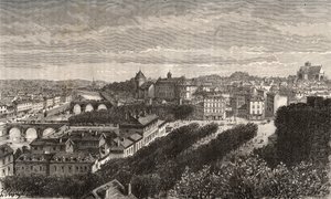 Laval - Mayenne - Pays de la Loire - نقش في "فرنسا اللامعة: الجغرافيا والتاريخ والإدارة الإحصائية" بقلم VA Malt-Brown. 1884 بواسطة المدرسة الفرنسية