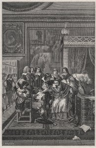 احتضر لو كاردينال دي ريشيليو للطباعة الحجرية للكاتب تشارلز موت (1785-1836) في "رجال فرنسا المشهورون" بواسطة لويس دوماس 1889 بواسطة المدرسة الفرنسية