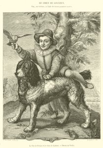 Le Fils de Frisius et le chien de Goltzius (engraving) بواسطة المدرسة الفرنسية