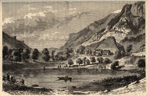 Le Lauzet-Ubaye - Le lac du Lauzet - بلدية في مقاطعة Alpes-de-Haute-Provence في جنوب شرق فرنسا - نقش في "" PATRIE "- صورة وصفية أساسية لفرنسا في 6 مجلدات بواسطة لوسين هوارد - نهاية القرن التاسع عشر بواسطة المدرسة الفرنسية