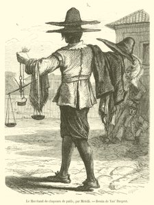 Le Marchand de chapeaux de paille (engraving) بواسطة المدرسة الفرنسية