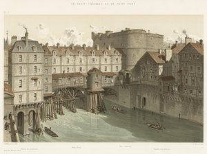 Le Petit-Chatelet و le Petit-Pont ، 1717 بواسطة المدرسة الفرنسية
