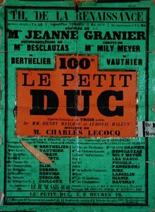 'Le Petit Duc' ، أوبرا لتشارلز ليكوك في مسرح النهضة ، مايو 1878 (ليثو ملون) بواسطة المدرسة الفرنسية