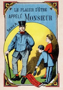 Le Pleasure d'être Called Monsieur: أطفال يحيون العامل في بلوزة ذات قبعة علوية ، صورة إبينال ، رقم 19. بواسطة المدرسة الفرنسية