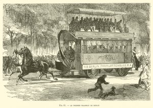 Le Premier Tramway de Berlin (engraving) بواسطة المدرسة الفرنسية