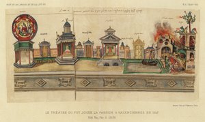 Le Theatre Ou Fut Jouee La Passion A Valenciennes En 1547 (colour litho) بواسطة المدرسة الفرنسية