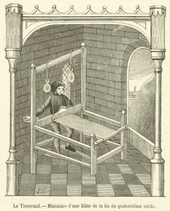 الحائك ، صورة مصغرة للكتاب المقدس من نهاية القرن الرابع عشر (نقش) بواسطة المدرسة الفرنسية