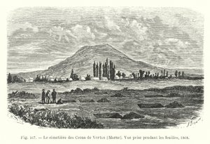 cimetiere des Crons de Vertus ، مارن ، منظر تم التقاطه أثناء الحفريات بواسطة المدرسة الفرنسية
