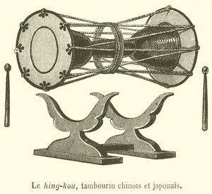 Le hing-kou, tambourin chinois et japonais (engraving) بواسطة المدرسة الفرنسية