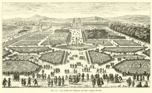 حديقة التويلري عام 1680 ؛ بعد بيريل بواسطة المدرسة الفرنسية