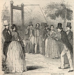 لعبة الحمام في حديقة Mabille في باريس في القرن التاسع عشر - نقش في "" Tableau-de-Paris "لإدموند تيكسييه 1852 بواسطة المدرسة الفرنسية