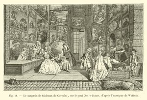 متجر لوحات Gersaint ، على جسر Notre-Dame ، بعد علامة Watteau بواسطة المدرسة الفرنسية