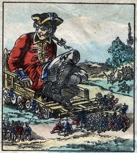 Lemuel Gulliver ، يتم نقل السجين على عربة يجرها Lilliputians. رسم توضيحي لـ "" رحلات جاليفر "" لجوناثان سويفت (1667-1745). تصوير إبينال أواخر القرن التاسع عشر. بواسطة المدرسة الفرنسية