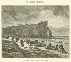 Les Laveuses d'Etretat (نقش) بواسطة المدرسة الفرنسية